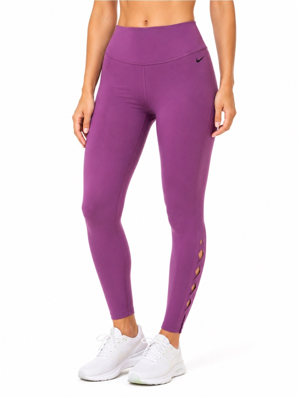 Nike Purple High-Rise Leggings with Lattice Ankle Detail